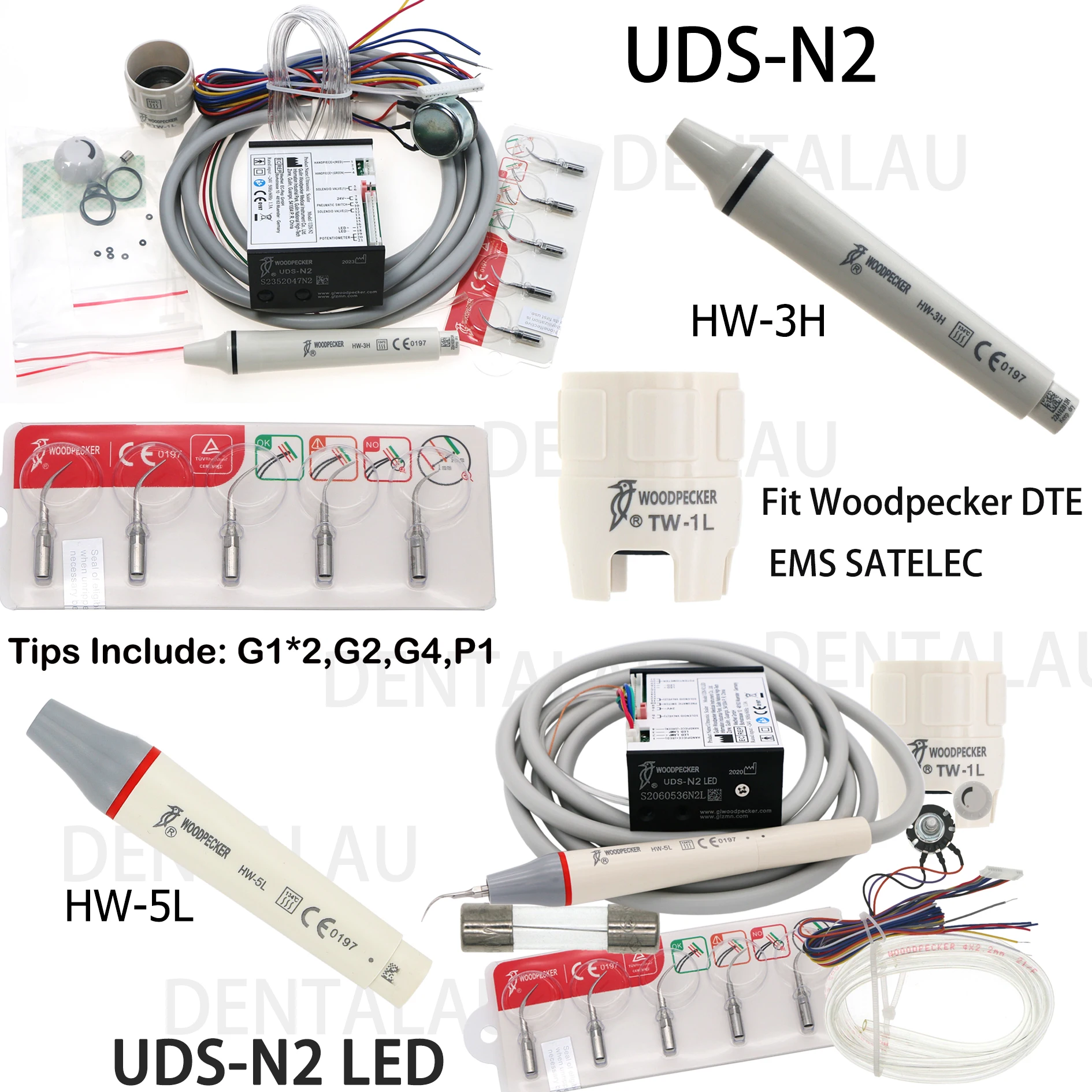 100% Woodpecker Dental UDS-N2/N2 LED Kit Fit EMS Ultrasonic Piezo Built in Scaler Detachable Handpiece fits EMS HW-3H HW-5L