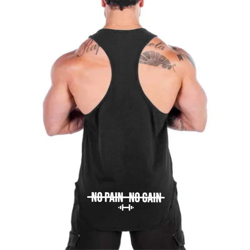 New Summer Running Vest Men Mesh Gym Clothing Bodybuilding Tank Tops Training Sleeveless Shirt Fitness Men\'s Stringer Tanktop