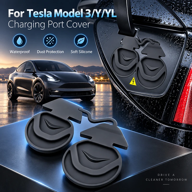 For Tesla Model 3 Highland Model Y Juniper YL Silicone Charging Port Cover Waterproof Dustproof Anti-Rust Cap EV Car Accessories