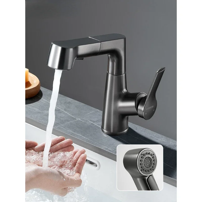 Cabe faucet, wash basin, bathroom, hot and cold sink, lifting sink, pull-out basin faucet, 875