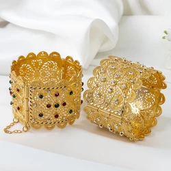 Fashion Moroccan Style Rhinestone Wide Bracelet Retro Bracelet Jewelry Algerian women's metal Jewelry Brooches Wedding Gifts