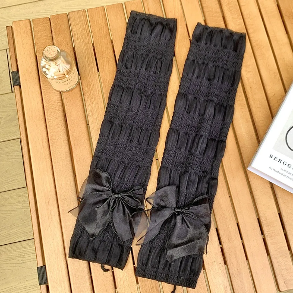 

Fashion Lace Bow-knot Ice Silk Arm Sleeves Breathable Ultrathin Sunscreen Sleeve UV Protection Ice Silk Long Gloves Sports
