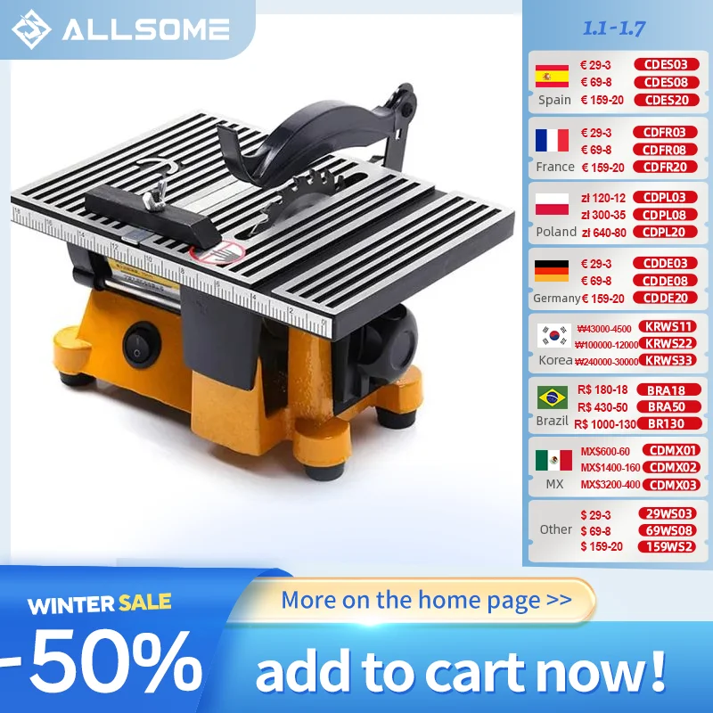 ALLSOME 220V Multifunction Mini Bench Saw For Cutting Wood Copper Aluminium 4