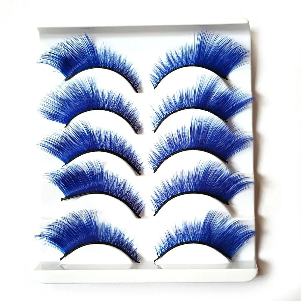 

5Pairs Dramatic Look Colored Lashes Masquerade Cosplay Party Colorful False Eyelashes Soft Fluffy Fox Cat Eye Eyelashes