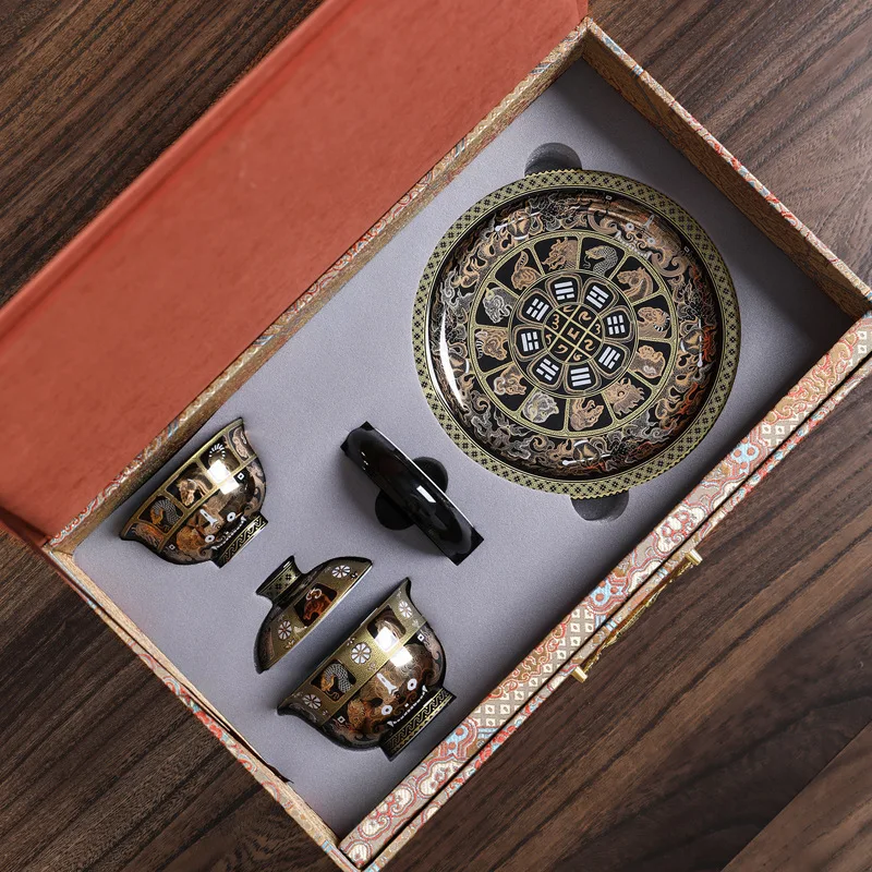 Gaiwan hand-painted gold and silver nine palaces gossip first teacup for elders, leaders and fathers