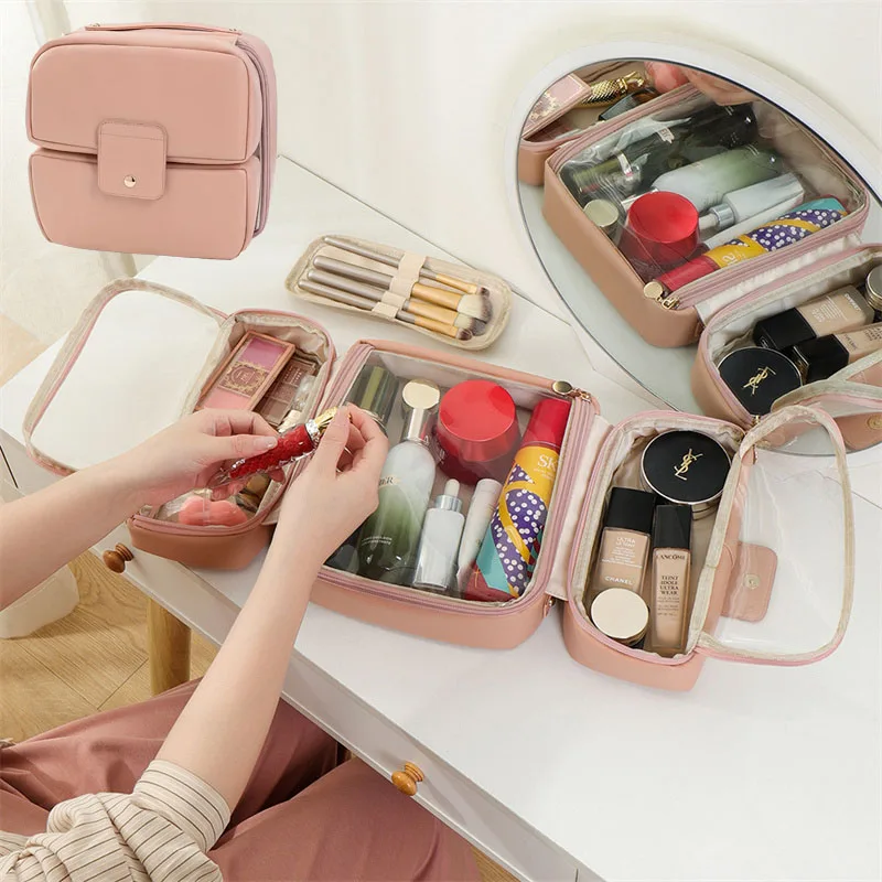 

Travel Makeup Brush Organizer Bag Large Capacity Makeup Brush Holder with Divider Foldable Makeup Artist Tools Storage Bag