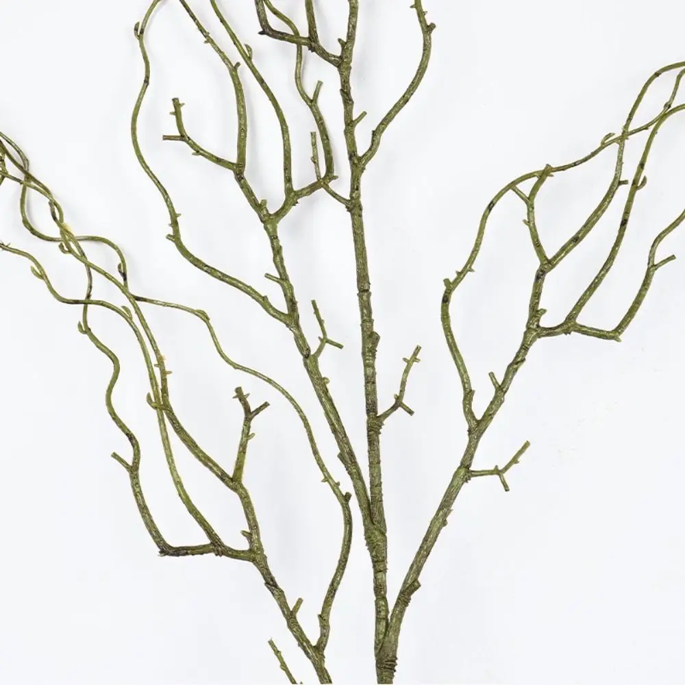 

120cm Length Artificial Willow Branch Realistic Design Soft Texture Artificial Twigs Curly Shape 4-Fork Simulation Tree Branch