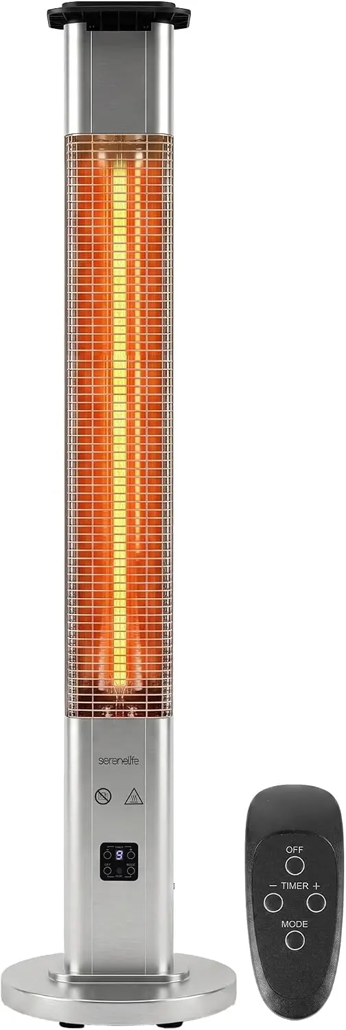 Outdoor Electric Patio Heater - 1500W High-Efficiency Infrared Heating, Remote Control Standing Heater with Aluminum Reflector,