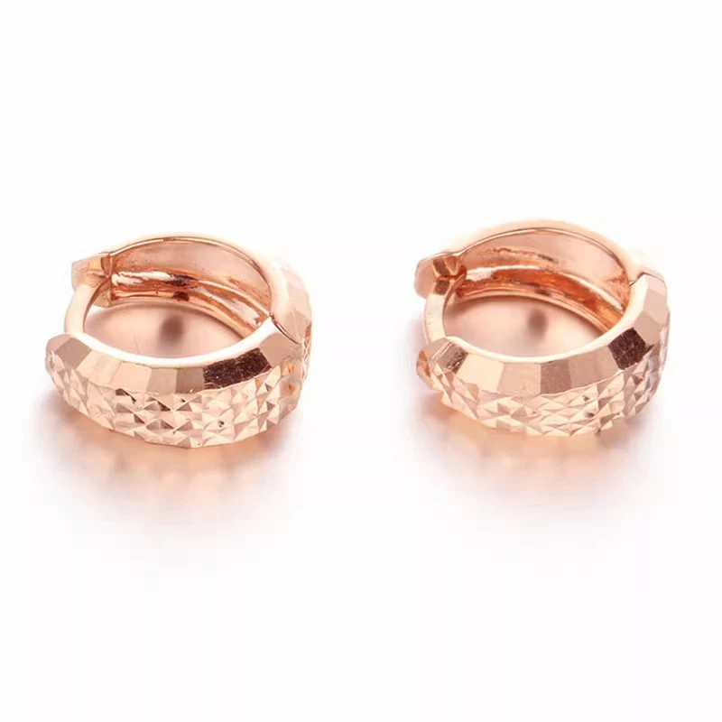 

585 Purple Gold Plated 14K Rose Gold Shiny Textured earrings for women New in Simple earings Classic style Jewelry