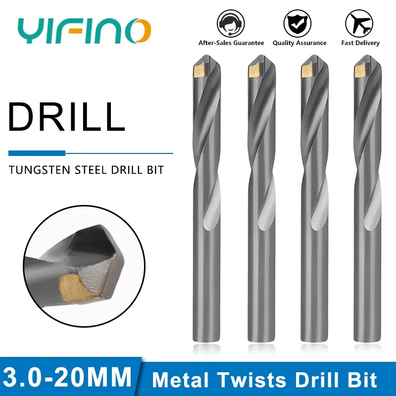 YIFINO Cemented Carbide Tungsten Steel Bit Welding Stainless Steel Tile Spring Steel Angle Cast Iron Special Metal Twists Bit