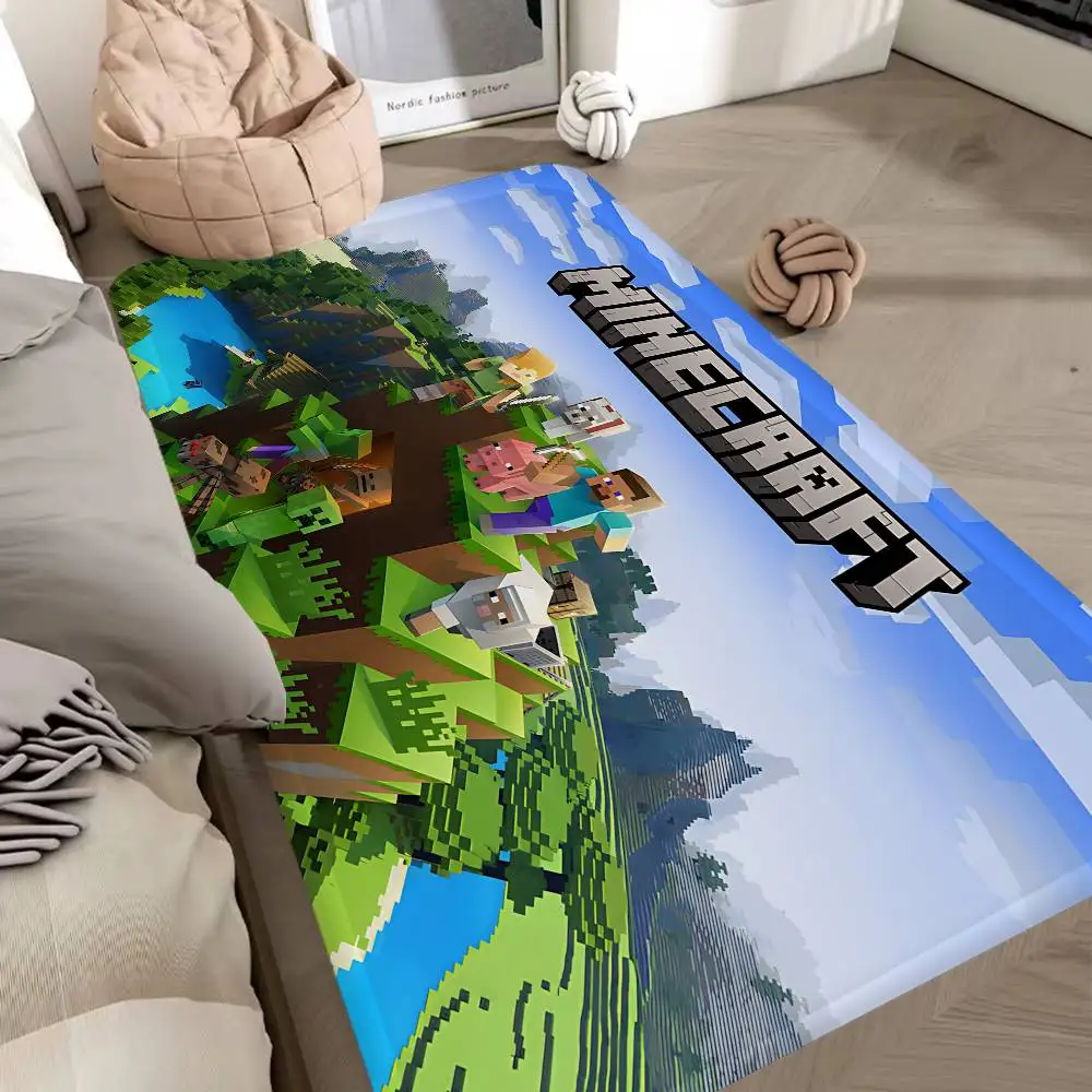 Sandbox Game M-Minecraft Door Mat Kids Room Bedroom Decoration Balcony Anti-Slip Doormat Living Room Doormat Area Rug
