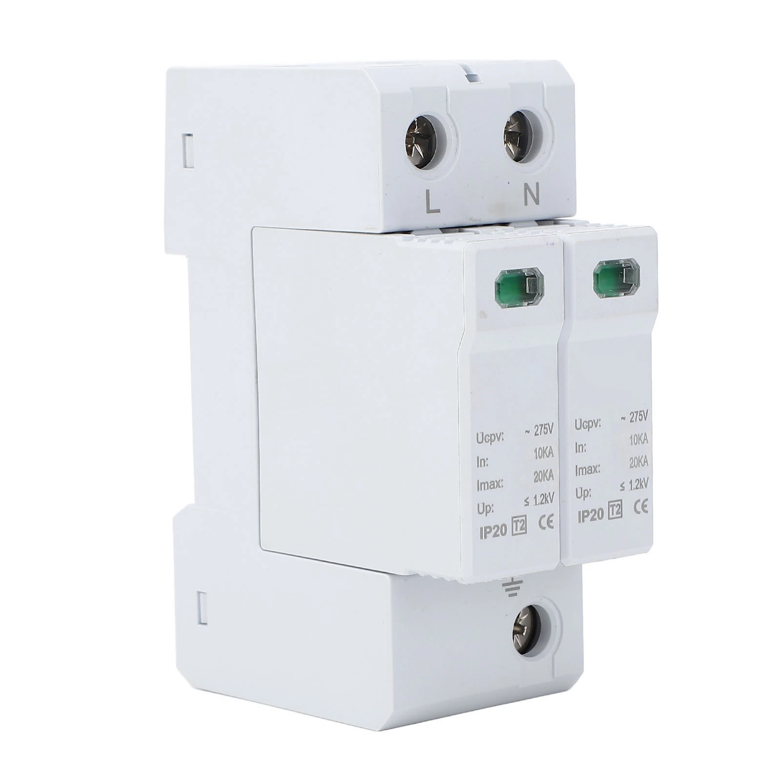 Surge Protector 2P 10‑20KA AC SPD 35mm Rail Installation Surge Protective Device for Home 275VAC