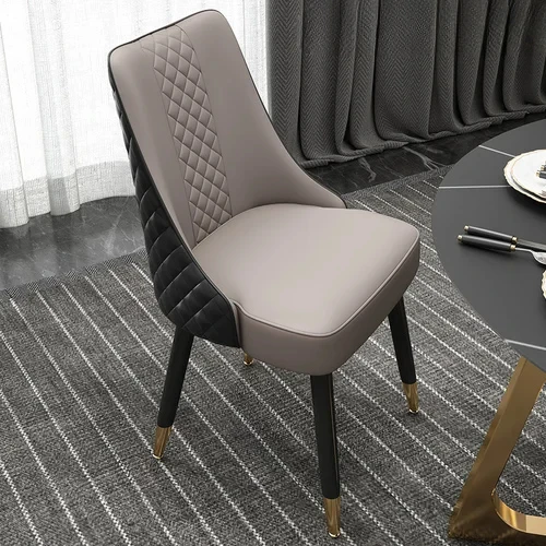 Postmodern Nordic Light Luxury Dining Chairs Solid Wood Hotel Dining Chairs Leisure Restaurants Simple Leather Backrest Stools