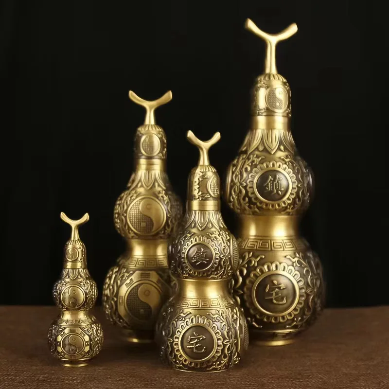 Eight Trigrams for Home Protection, Large Hollow Ornament, Brass Gourd Decorative Piece