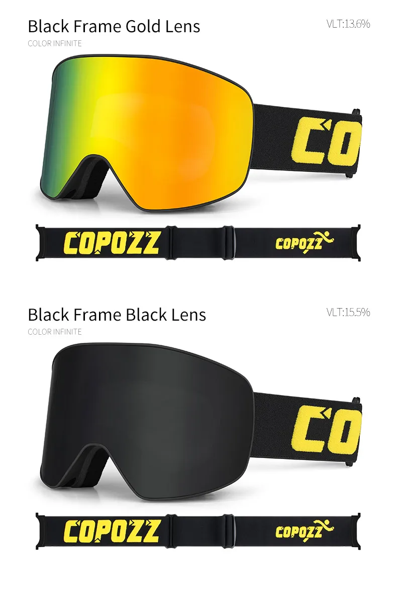 COPOZZ Zylindrische Skibrille für Männer und Frauen, Doppelschicht-Snowboardbrille für Erwachsene, Anti-Beschlag UV400 Skate-Skibrille – Detail 10