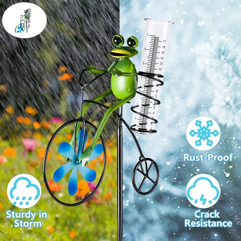 مقياس المطر، مقياس المطر الزجاجي بسعة 7 بوصة في الهواء الطلق - مقياس المطر القابل للفصل مع حصة معدنية على شكل حرف L للحديقة