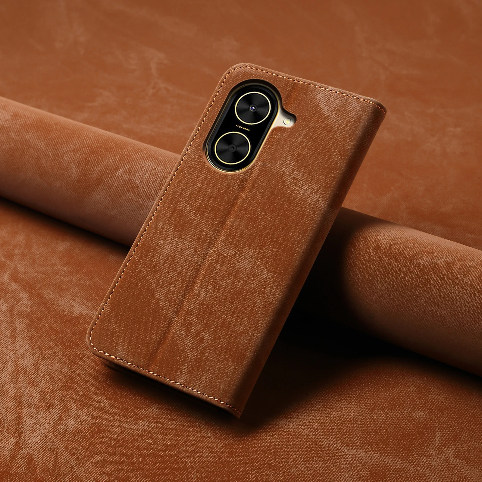 

Деловой складной кожаный флип-чехол в стиле ретро для POCO C71, магнитный чехол с подставкой для слота для карт POC71, сумка с джинсовой текстурой