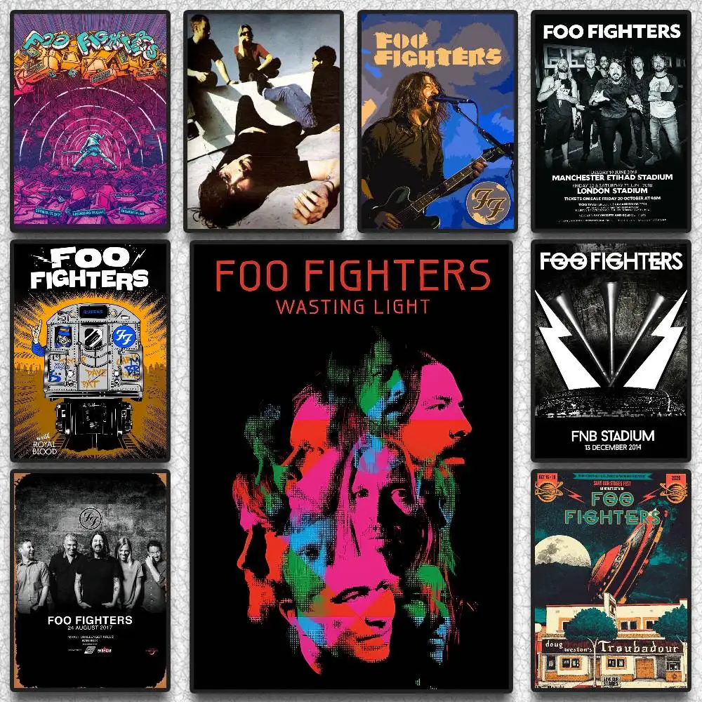Coleção de banda clássica Foo Fighters Poster HD arte parede pegajosa à prova d'água casa sala de estar quarto bar decoração estética