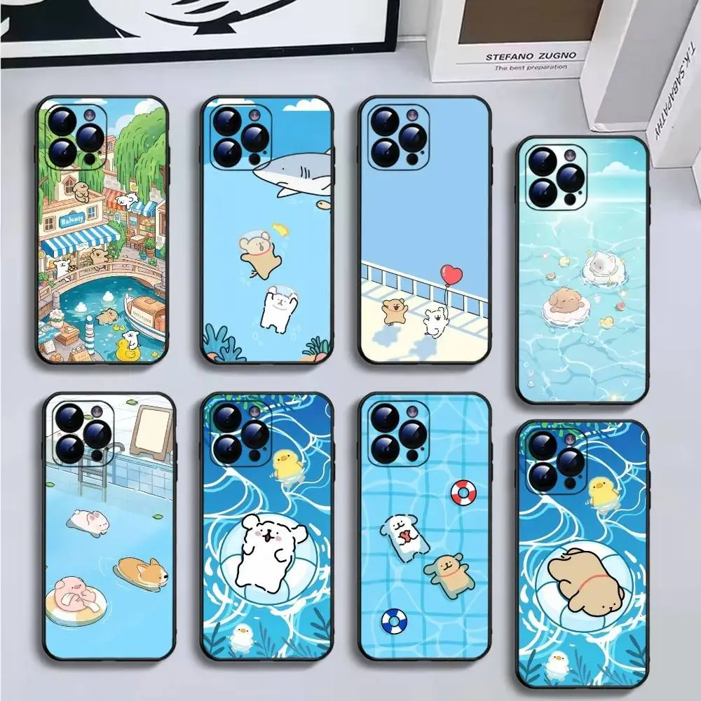 

Cute Illustration-L-Line P-Puppy Phone Case For iPhone16,15,14,13,12,11 Plus,Pro Max,XS,X,XR,SE,Mini,8,7,Soft Black Cover
