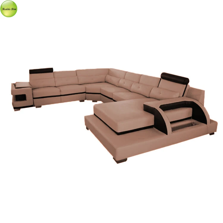 Professional custom modern design living room furniture adjustable headrest combination leather sofa