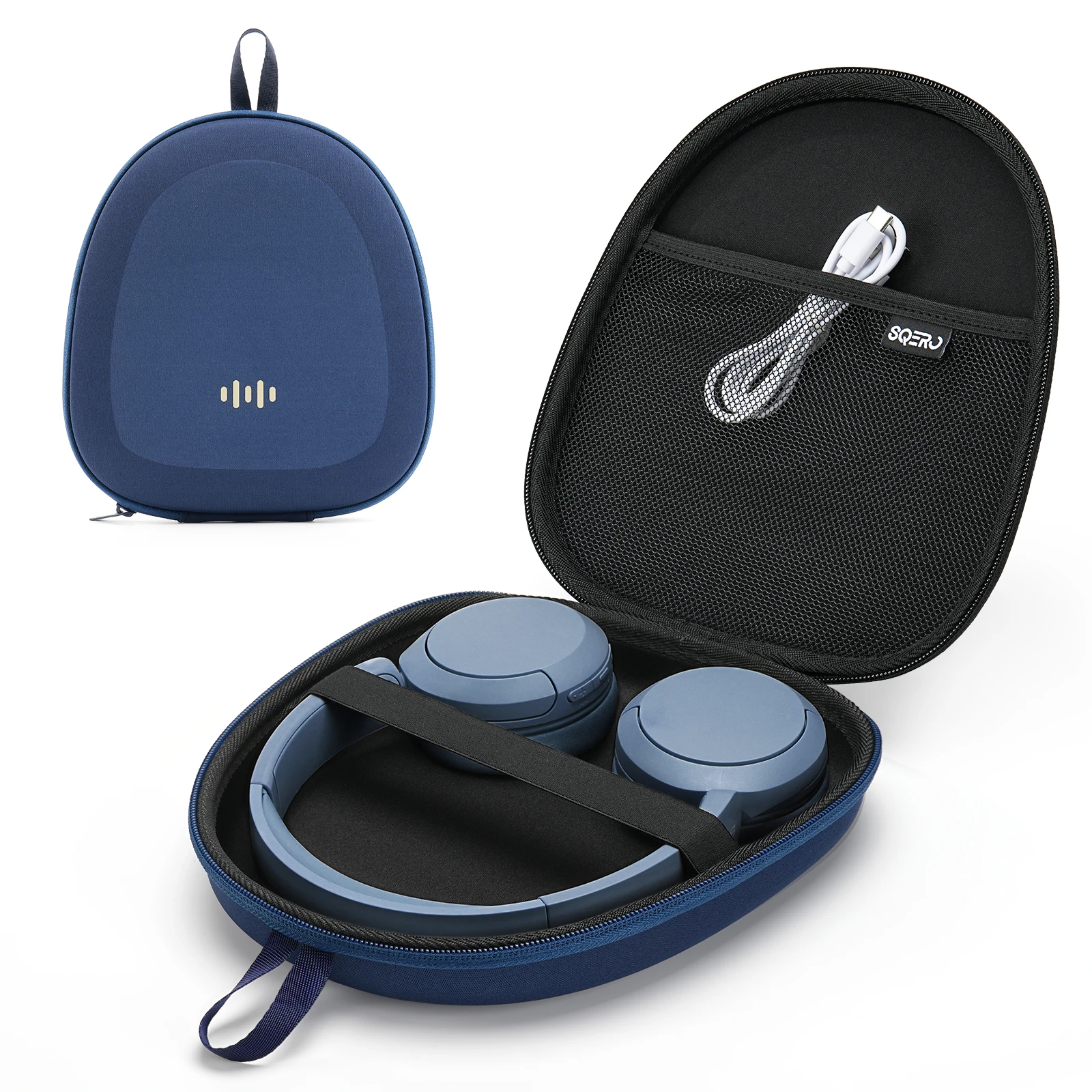 Yinke Hartschalen-EVA-Tasche, passend für Sony WH-CH720, JBL Tune 510, Soundcore Q30 Kopfhörer, stoßfest, staubdicht, tragbare Tasche mit mehreren Fächern. – Detail 10