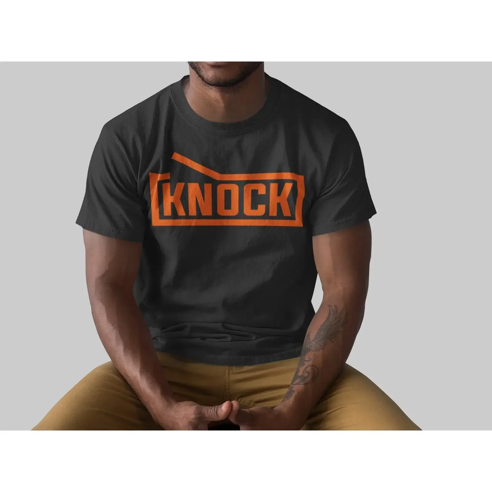 KNOCK Christian T Shirt Organic Cotton Bible Verse vintage Washed homme Soft streetwear graphic Versatile Stretched Breathable