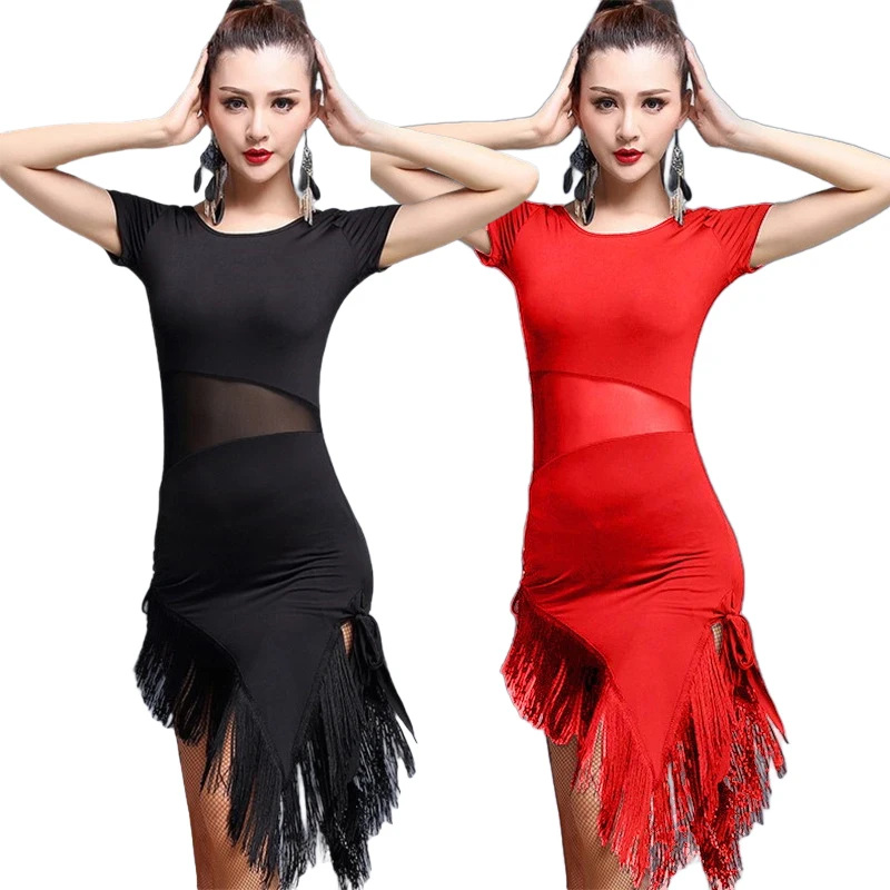 Femme Sexy gland robe de danse latine Sexy Salsa salle de bal Tango Cha Cha Rumba Samba danse jupe moderne danse Performance Costumes