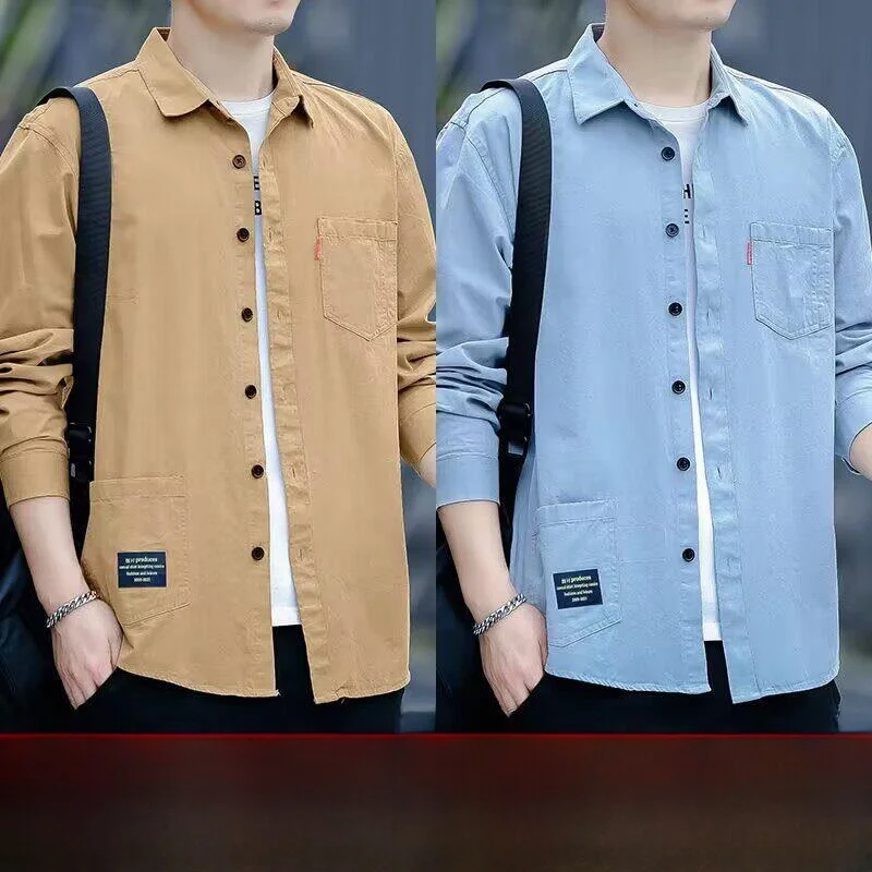 

Men's Long Sleeve Casual Shirt Outdoor Work Spring Summer Quality Labor Protection Shirt Loose Fit Youth Trend Resistant Defo...