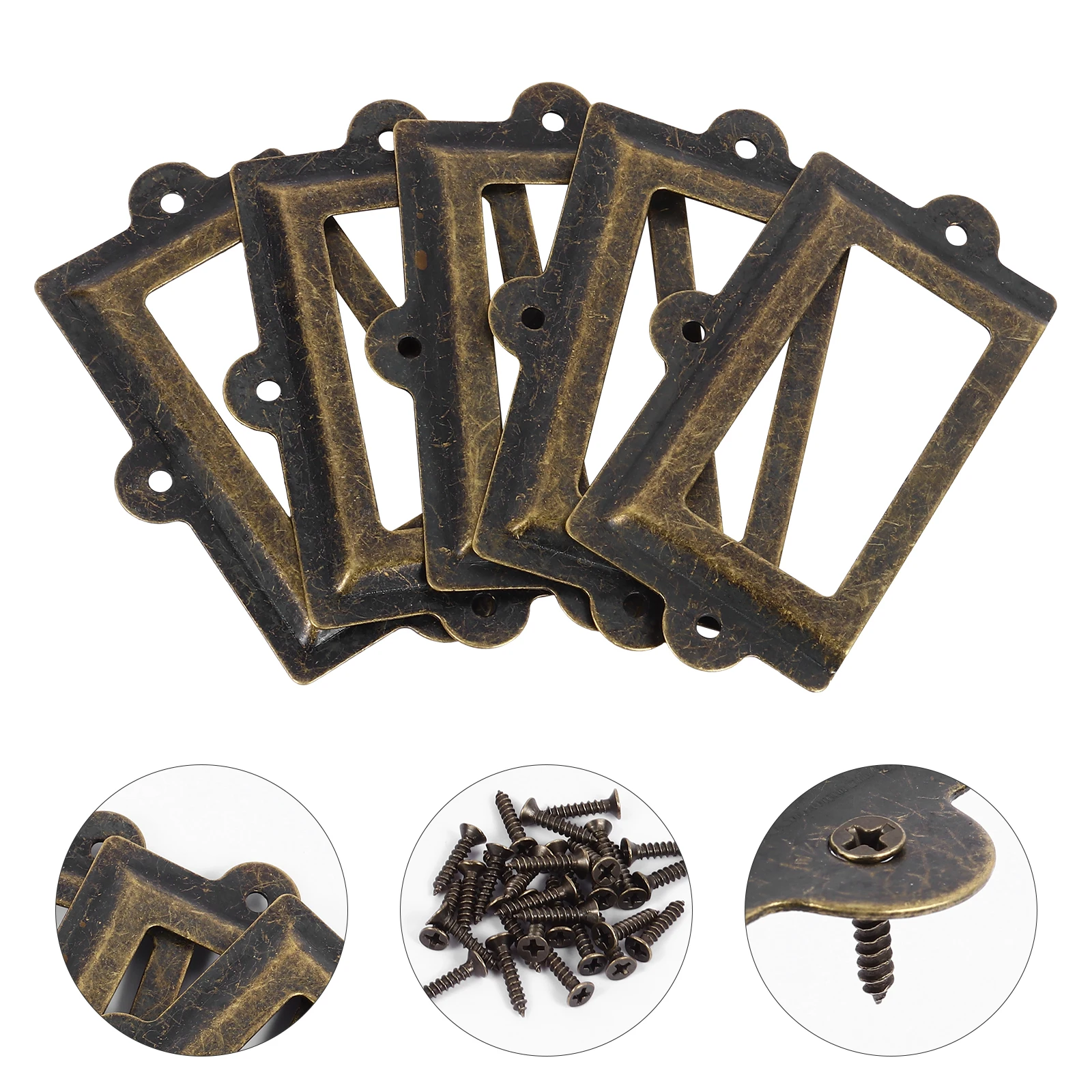 

10pcs Frame Holder Shelf Drawer Label Frame Sign Box Name Card Drawer Handle Metal File Cabinet Storage Medicinewood