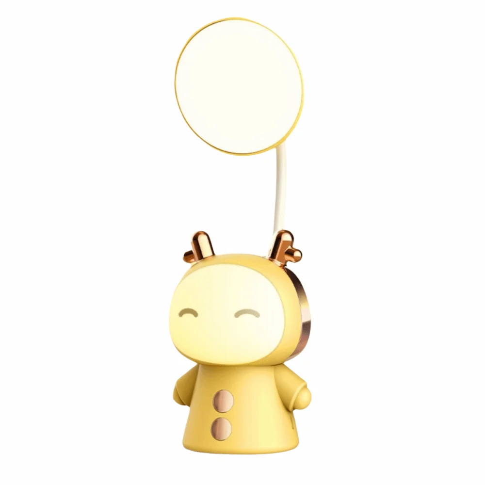 Gift Creative Cute LED Desk Lamp Portable Double Light Cartoon Table Lamp Dimmable USB Rechargeable Night Light Bedroom