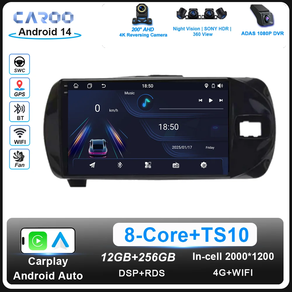 

Android Radio Stereo For Toyota Vitz 3 XP130 2014 2015 2016 2017 2018 2019 Auto 4G Player Multimedia Carplay GPS Navigation DVD