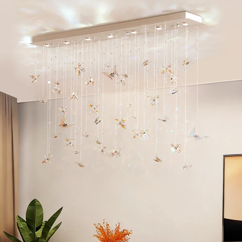Modern Home Decoration Crystal Chandelier Stair Pendant Lamp Living Room Pendant Lights Interior Lighting
