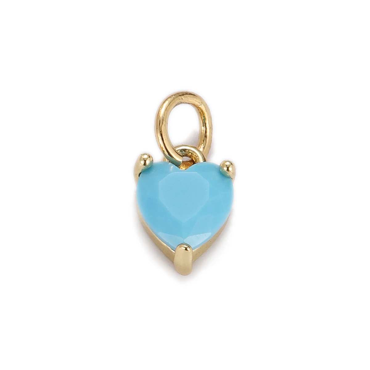 5pcs Gold Color Stainless Steel Zircon Pendants Multicolor Heart Charms Necklace Earrings Jewelry Making Supplies Accessories