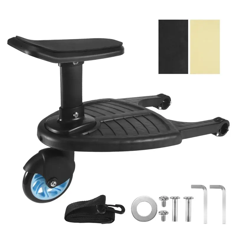 LALA Baby Stroller Wheeled Board Kids Wheel Board Stroller Step Stand Ride On Boards Plate Detachable Seat