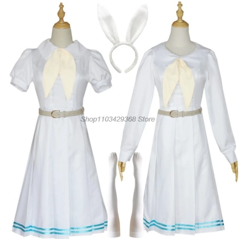 Beastars Haru Cosplay Costume White Dress White Rabbit Haru JK Uniform Dress for Woman Girls Hallowmas Party Costume Wigs