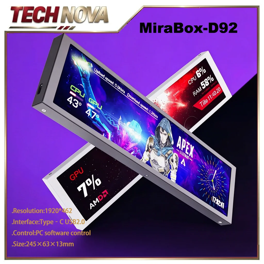 mirabox-d92-monitor-pc-con-schermo-allungato-da-92-pollici-mini-display-secondario-temperatura-cpu-gpu-aida64-lcd-per-desktop-gaming-esports