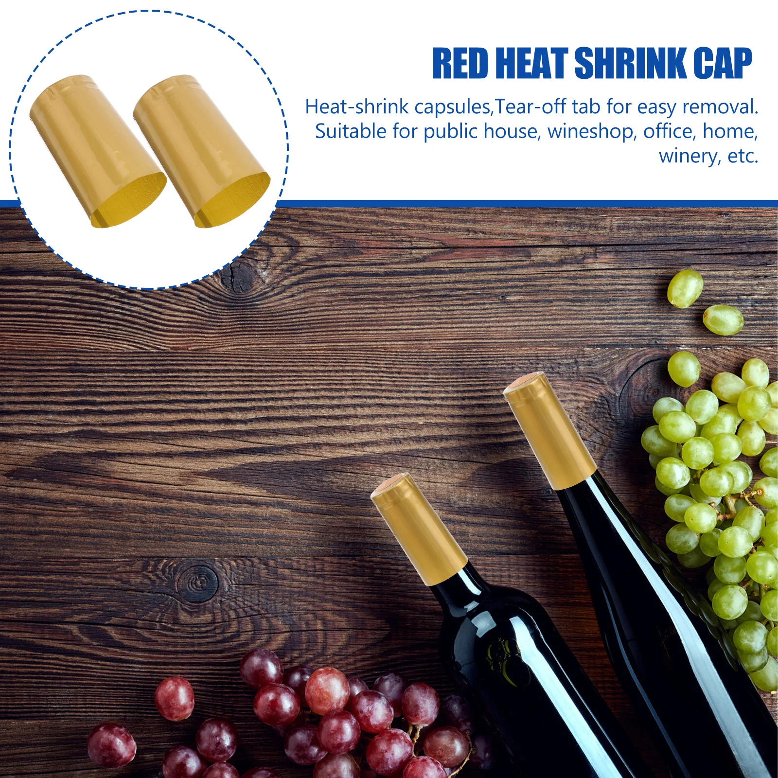 

200pcs Red Wine Heat Shrink Capsules Seal Bottle Cover For Homebrew Winery Office Kitchen Bar Use Straight Mouth Style
