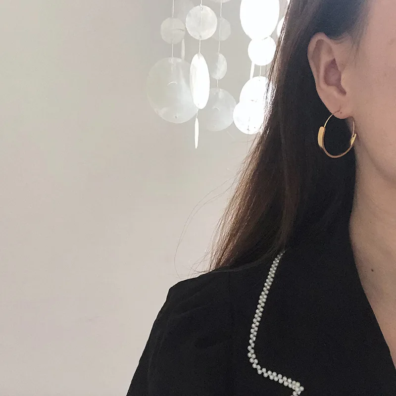316L Stainless Steel French Geometry Simple Glossy Circle Earrings For Women New Trend Luxury Non-fading Jewelry