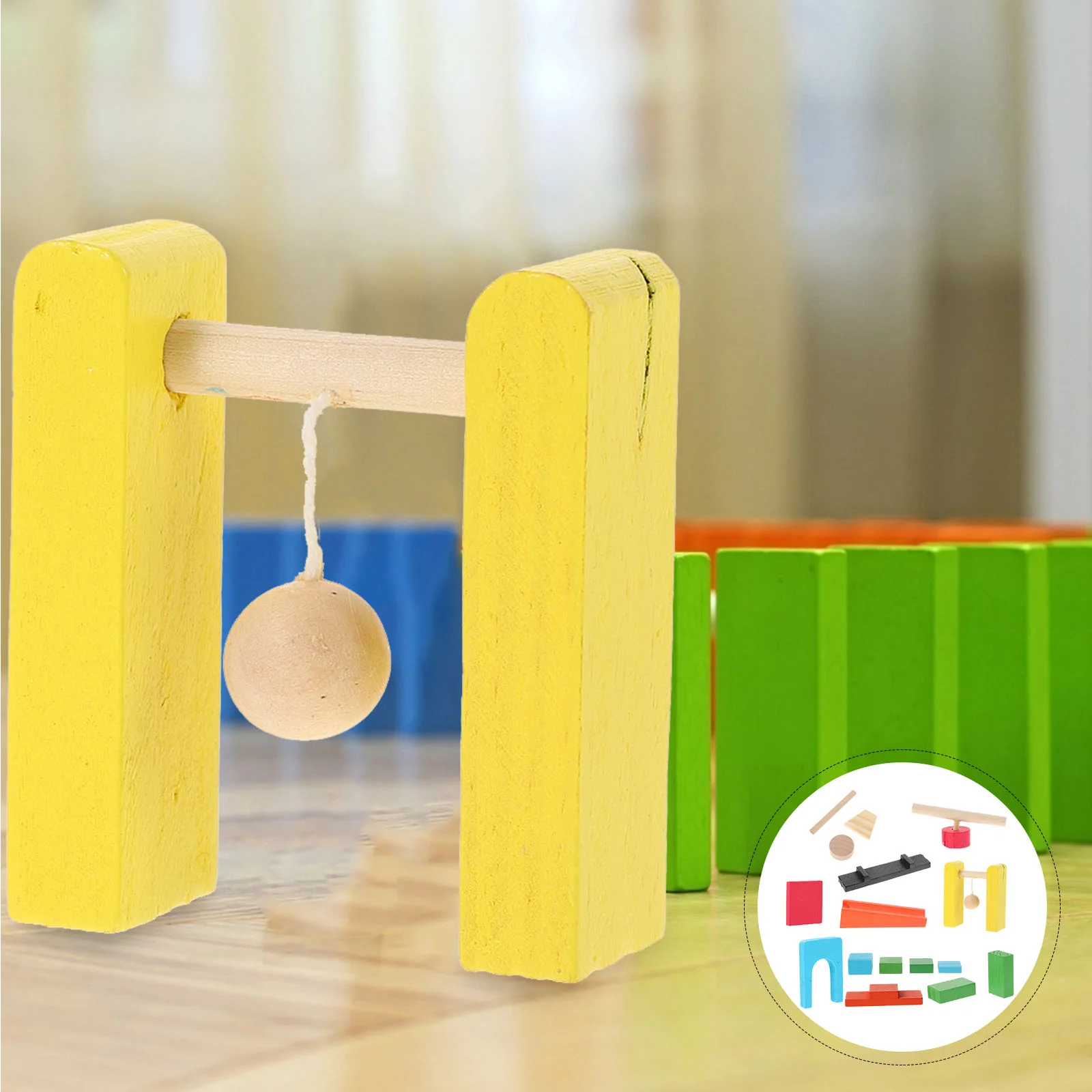 

to Stack Domino Mechanism Child Building Blocks for Toddlers Wood Early Education Toy