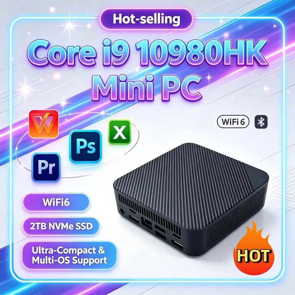 New Intel I9 10980HK Mini PC 16GB+2TB SSD Ultra Small Desktop Computer WIFI 6 Bluetooth Mini Computer For Business Home Game