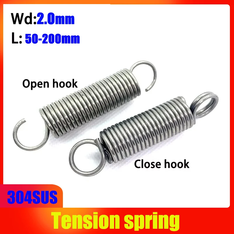 

Диаметр проволоки 304, 2,0 мм, открытый крючок из нержавеющей стали, закрытый крюк, пружина натяжения, пружина с откатной пружиной, удлинительная пружина, тяговая пружина