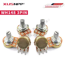 5pcs WH148 3pin 6pin 15mm B1K B2K B5K B10K B20K B50K B100K B250K B500K B1M Potentiometer 1K 2K 5K 10K 20K 50K 100K 250K 500K 1M