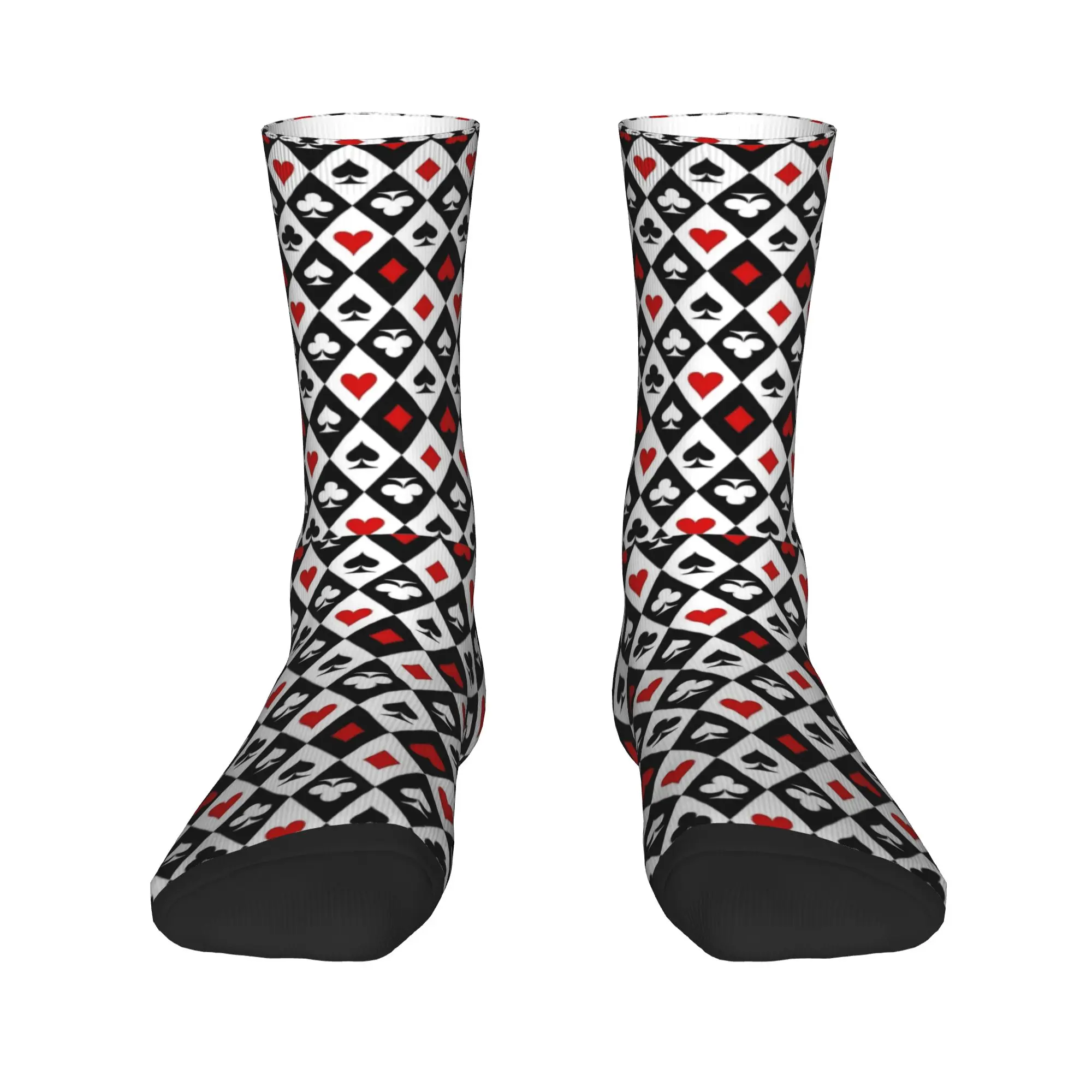 Playing Poker Cards Suit Symbols Stockings  Pattern Funny Socks Spring Anti-Slip Socks Men Outdoor Sports Comfortable Socks