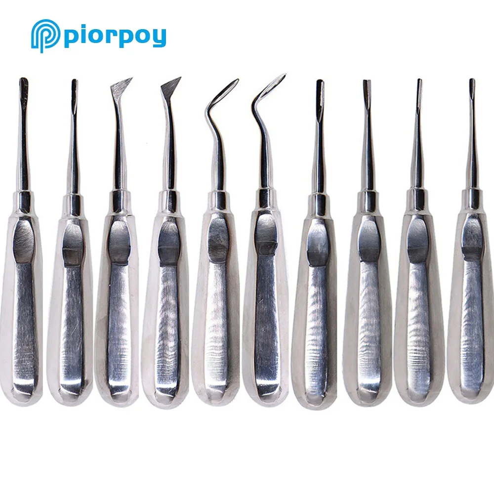 PIORPOY 10Pcs Dental Stainless Steel Elevator Teeth Extraction Tooth Extracting Forceps Dental Instruments Set Lab Dropship