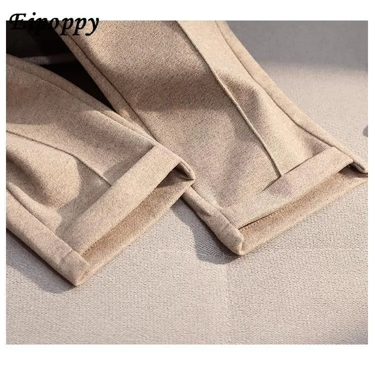 女性のための厚いウールのパンツ,カジュアル,ルーズフィット,ハイウエスト,新しい