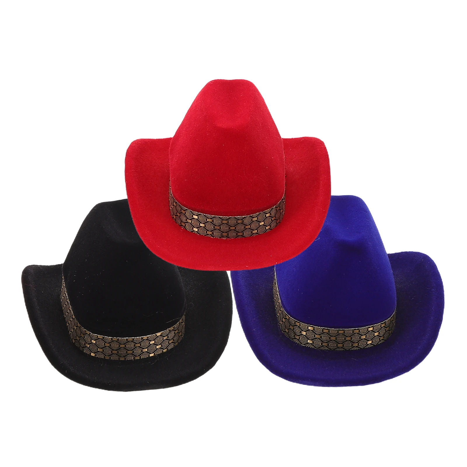 

3 Pcs Creative Ring Box Cowboy Hats Holder Western Case Jewelry Storage Boxes Vintage