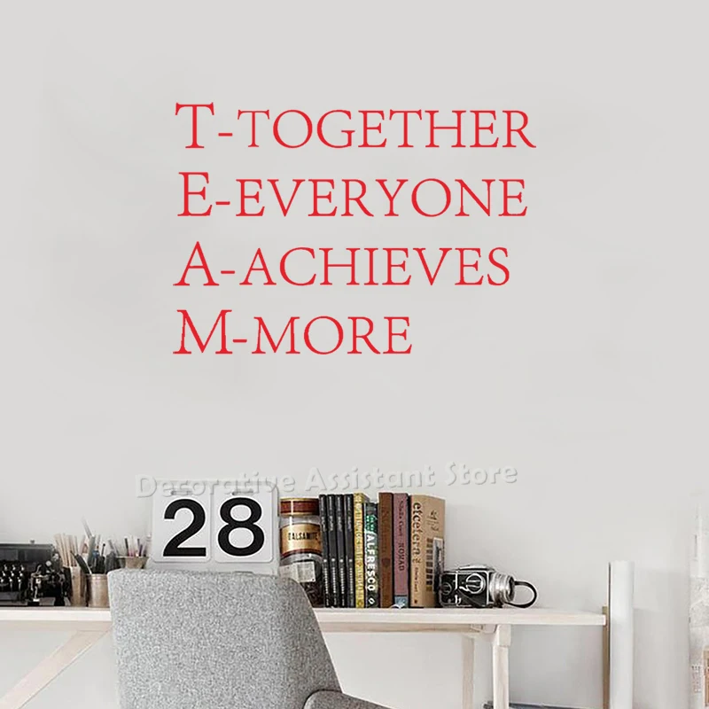 Work Team Inspirational Quote Vinyl Wall Sticker TEAM Together Everyone Achieves More Motivational Wall Decals Offeice Decor