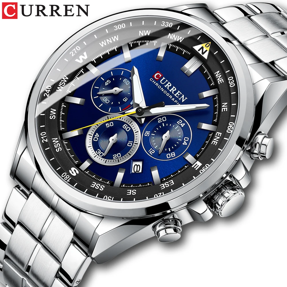 

CURREN Luxury Wrist Watches for Men Stainless Steel Quartz Wristwatches with Chronograph Casual Sport Clock 8399 erkek kol saati