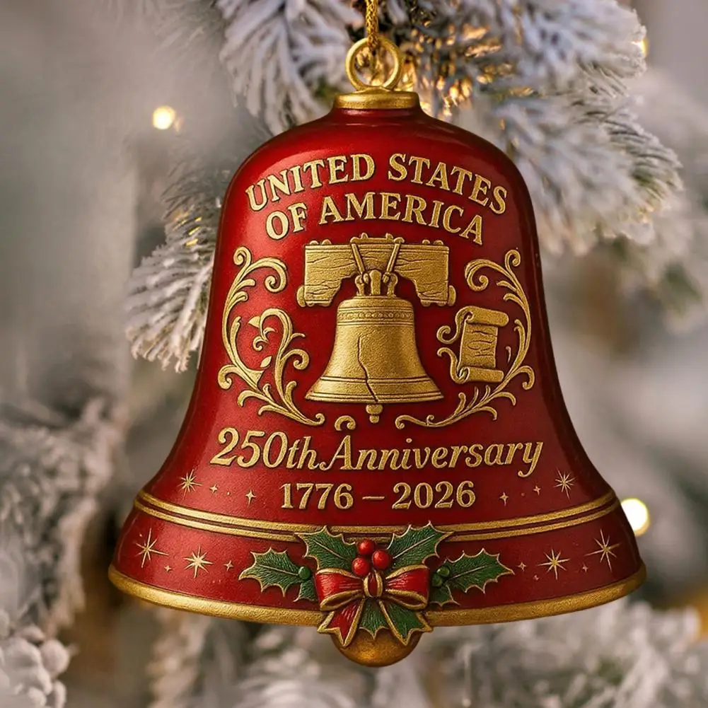 United States 250th Anniversary Bell Ornament Patriotic Commemorative Doorbell Xmas Tree Hanging Decoration Home Decor