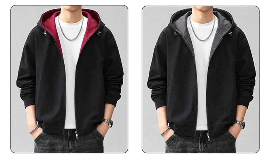 Zippered Hoodie Jacket Men 10XL 11XL Plus Size Hoodies Fashion Casual Solid Color Hoodies Male Spring Autumn